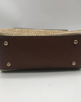 Dune London Chestnut Brown Straw & Vegan Leather Raffia Shoulder Bag