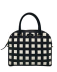 Kate Spade Black And White Canvas Checkered Grove Street Domed Satchel Bag