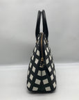 Kate Spade Black And White Canvas Checkered Grove Street Domed Satchel Bag