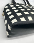 Kate Spade Black And White Canvas Checkered Grove Street Domed Satchel Bag