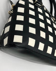 Kate Spade Black And White Canvas Checkered Grove Street Domed Satchel Bag