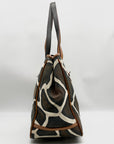 Dooney & Bourke Dark Brown & Cream Coated Canvas Giraffe Print Tote Bag
