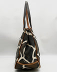 Dooney & Bourke Dark Brown & Cream Coated Canvas Giraffe Print Tote Bag