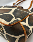 Dooney & Bourke Dark Brown & Cream Coated Canvas Giraffe Print Tote Bag
