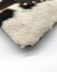 Raleigh Leather Brown Pebbled Leather & Cowhide Clutch