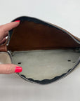Raleigh Leather Brown Pebbled Leather & Cowhide Clutch