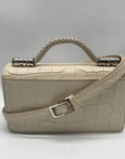 Brighton Cream Croc-Embossed Organizer Crossbody Bag