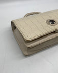 Brighton Cream Croc-Embossed Organizer Crossbody Bag