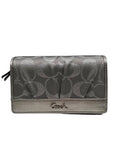 Coach Silver Signature Monogram Canvas Fabric Bifold/Snap Wallet