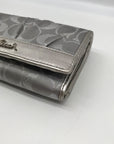 Coach Silver Signature Monogram Canvas Fabric Bifold/Snap Wallet