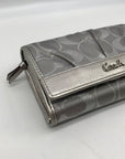 Coach Silver Signature Monogram Canvas Fabric Bifold/Snap Wallet