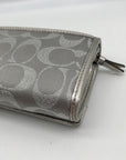 Coach Silver Signature Monogram Canvas Fabric Bifold/Snap Wallet
