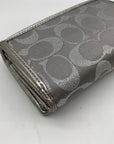 Coach Silver Signature Monogram Canvas Fabric Bifold/Snap Wallet