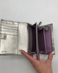 Coach Silver Signature Monogram Canvas Fabric Bifold/Snap Wallet