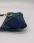 Dooney & Bourke Navy & Green Fabric Plaid Wristlet