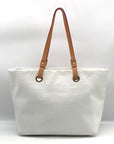Dooney & Bourke White Leather Grommet Shopper Tote Bag