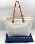 Dooney & Bourke White Leather Grommet Shopper Tote Bag
