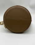 Bostanten Taupe Faux Pebbled Leather Bucket Bag