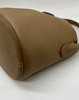 Bostanten Taupe Faux Pebbled Leather Bucket Bag