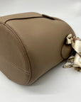 Bostanten Taupe Faux Pebbled Leather Bucket Bag