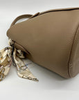 Bostanten Taupe Faux Pebbled Leather Bucket Bag