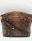 Brahmin Brown Snake Embossed Mini Dome Duxbury Crossbody