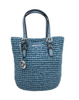 Michael Kors Chambray Blue Quinn Hand-Crocheted Crossbody Tote Bag