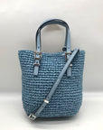Michael Kors Chambray Blue Quinn Hand-Crocheted Crossbody Tote Bag