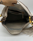 Donna Karan Ivory Pebbled Leather Slouchy Shoulder Bag