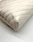 Tory Burch Ivory Leather Kira Chevron Convertible Shoulder Bag