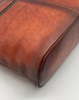Heshe Brown Leather Multi-Pocket Crossbody Bag