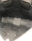 Valentina Fiore Woven Black Leather Messenger Crossbody Bag