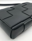 Valentina Fiore Woven Black Leather Messenger Crossbody Bag