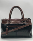 Giani Bernini Black And Brown Faux Leather Satchel Handbag