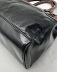 Giani Bernini Black And Brown Faux Leather Satchel Handbag