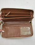 Michael Kors Vanilla Coated Canvas Monogram Jet Set Travel Continental Wallet