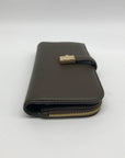 Kate Spade Brown Deco Pebbled Leather Zip Slim Wallet