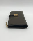 Kate Spade Brown Deco Pebbled Leather Zip Slim Wallet