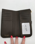 Kate Spade Brown Deco Pebbled Leather Zip Slim Wallet