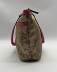 Coach Khaki And Pink Horse & Carriage Canvas Tote F14482