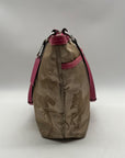 Coach Khaki And Pink Horse & Carriage Canvas Tote F14482