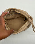 La Portegna Taupe Leather Marta Wristlet