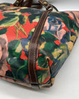 Patricia Nash Brown Leather Winter Bloom Print Benvenuto Tote Bag
