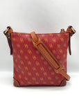 Dooney & Bourke Red & Tan Leather Gretta Letter Carrier Crossbody Bag