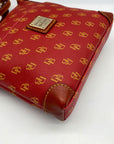 Dooney & Bourke Red & Tan Leather Gretta Letter Carrier Crossbody Bag