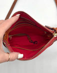 Dooney & Bourke Red & Tan Leather Gretta Letter Carrier Crossbody Bag