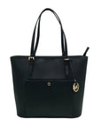 Michael Kors Black Saffiano Leather Large Jet Set Snap Pocket Tote Bag