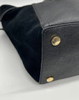 Michael Kors Black Pebbled Leather & Suede Shoulder Bag