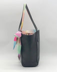 Betsey Johnson Black Faux Leather Triple Compartment Shoulder Tote Bag