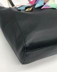 Betsey Johnson Black Faux Leather Triple Compartment Shoulder Tote Bag